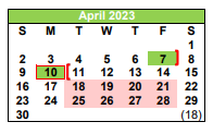 District School Academic Calendar for Pleasanton J H for April 2023