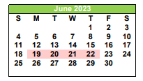 District School Academic Calendar for Pleasanton Primary for June 2023