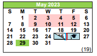 District School Academic Calendar for Pleasanton J H for May 2023