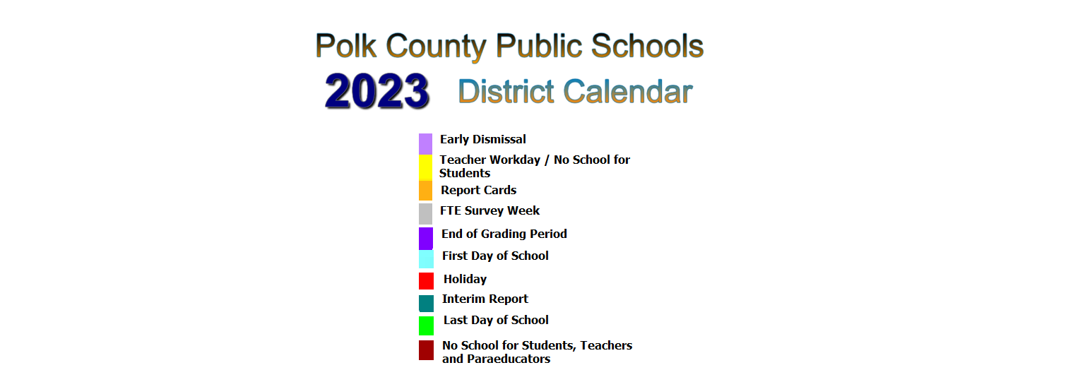 District School Academic Calendar Key for North Lakeland Elementary School Of Choice