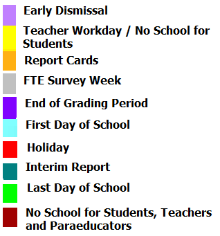 District School Academic Calendar Legend for Sandhill Elementary School