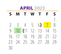 District School Academic Calendar for Van Buren El for April 2023