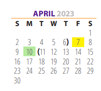 District School Academic Calendar for Woodcrest El for April 2023