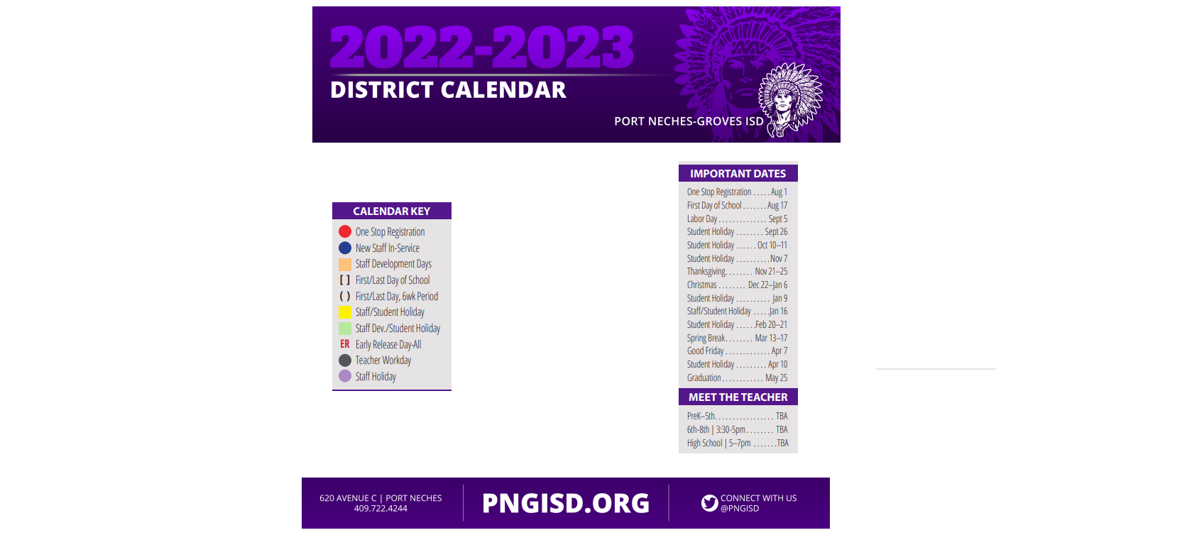 District School Academic Calendar Key for Port Neches Middle