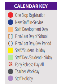 District School Academic Calendar Legend for Pre School Ctr