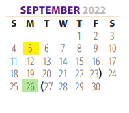 District School Academic Calendar for Groves Middle for September 2022