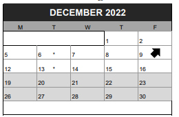 District School Academic Calendar for Alliance High School for December 2022