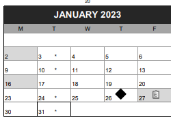 District School Academic Calendar for Spanish-english International School for January 2023