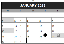 District School Academic Calendar for King Elementary School for January 2023