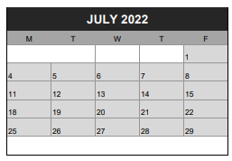 District School Academic Calendar for Sunnyside Environmental School for July 2022