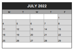 District School Academic Calendar for Wilson High School for July 2022