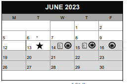 District School Academic Calendar for Tubman Middle School for June 2023