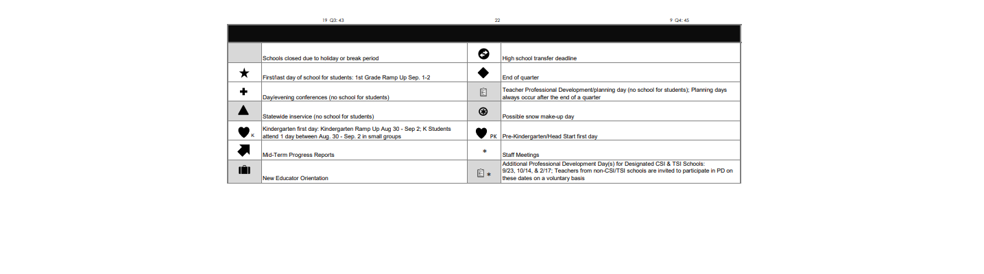 District School Academic Calendar Key for Cm2 Opal School