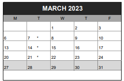 District School Academic Calendar for Biztech High School for March 2023