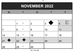 District School Academic Calendar for Sunnyside Environmental School for November 2022