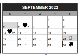 District School Academic Calendar for The Emerson School for September 2022