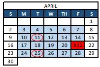 District School Academic Calendar for New Vista Academy for April 2023