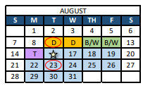 District School Academic Calendar for Ridgeview Classical Charter Schools for August 2022