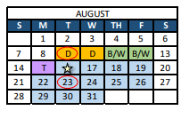 District School Academic Calendar for Barton Prekindergarten for August 2022