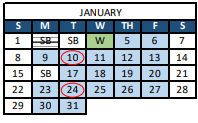 District School Academic Calendar for Peak Alternative Program for January 2023