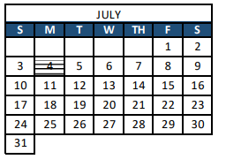 District School Academic Calendar for Peak Alternative Program for July 2022