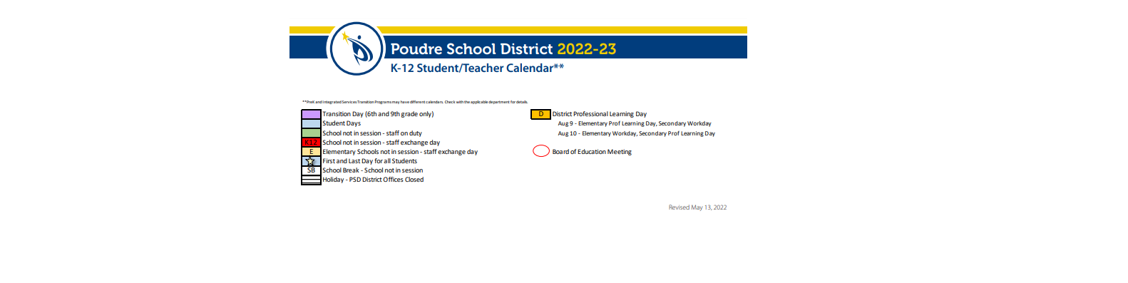 District School Academic Calendar Key for Ridgeview Classical Charter Schools
