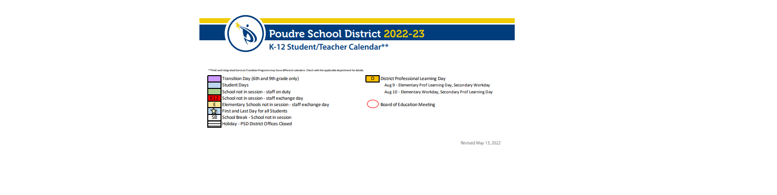 District School Academic Calendar Key for Boltz Junior High School