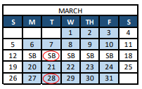 District School Academic Calendar for Peak Alternative Program for March 2023