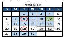 District School Academic Calendar for Peak Alternative Program for November 2022