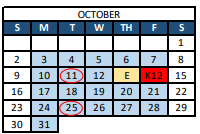 District School Academic Calendar for Barton Prekindergarten for October 2022
