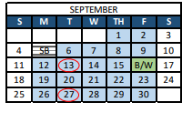 District School Academic Calendar for Peak Alternative Program for September 2022