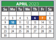 District School Academic Calendar for Collin Co J J A E P for April 2023