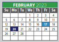District School Academic Calendar for R Steve Folsom for February 2023
