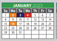 District School Academic Calendar for Prosper High School for January 2023