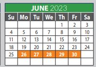 District School Academic Calendar for Plano Alternative School for June 2023