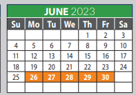 District School Academic Calendar for Collin Co J J A E P for June 2023