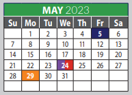 District School Academic Calendar for Collin Co J J A E P for May 2023