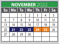 District School Academic Calendar for Judy Rucker Elementary for November 2022