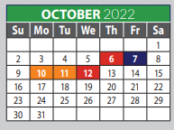 District School Academic Calendar for Prosper High School for October 2022