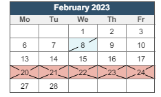District School Academic Calendar for Academy Of Service for February 2023