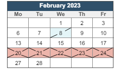 District School Academic Calendar for William B. Cooley/health And Science TECH. Academy for February 2023