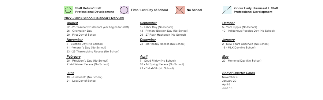 District School Academic Calendar Key for William B. Cooley/health And Science TECH. Academy