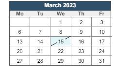 District School Academic Calendar for Academy Of Service for March 2023