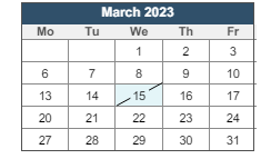 District School Academic Calendar for William B. Cooley/health And Science TECH. Academy for March 2023
