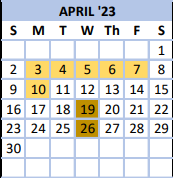 District School Academic Calendar for Pickens Elementary/high School for April 2023