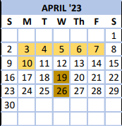 District School Academic Calendar for George Ward Elementary School for April 2023