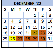 District School Academic Calendar for Archdale-trinity Middle for December 2022