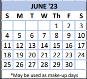 District School Academic Calendar for Northeastern Randolph Middle for June 2023