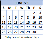 District School Academic Calendar for Coleridge Elementary for June 2023