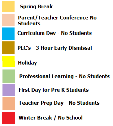 District School Academic Calendar Legend for Trinity High